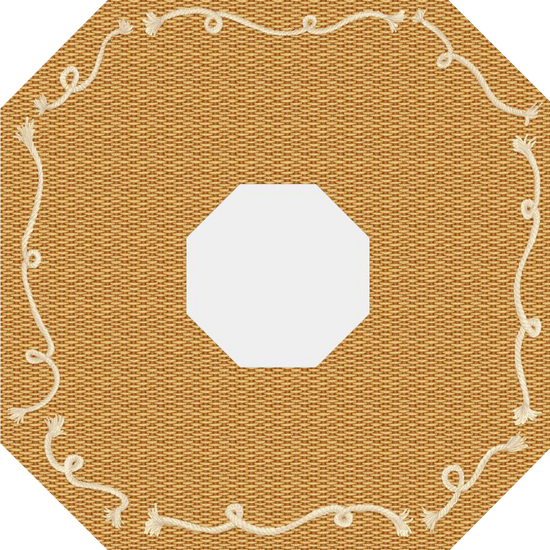 Nantucket basket octagonal placemat with white center and decorative border on a white background