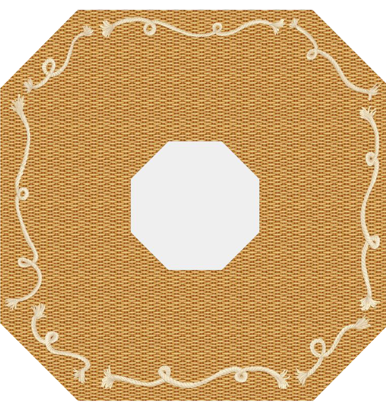Nantucket basket octagonal placemat with white center and decorative border on a white background