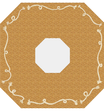 Nantucket basket octagonal placemat with white center and decorative border on a white background